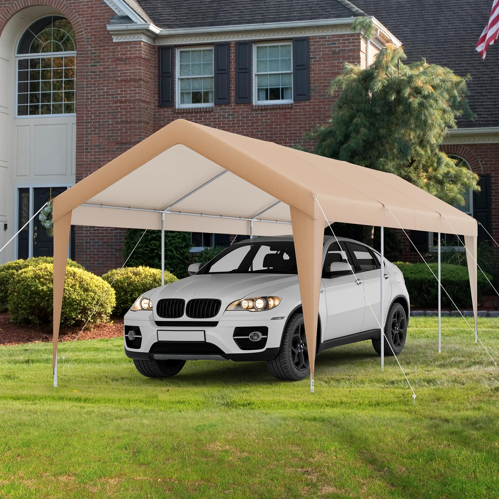 10 x 20 FT Heavy-Duty Steel Frame Carport Portable Garage Tent, All-Season Outdoor SUV Truck Car Canopy Boat Shelter Carports Ease2day