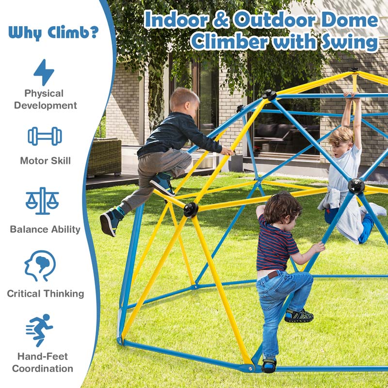 Eletriclife 10 Feet Dome Climber with Swing and 800 Lbs Load Capacity