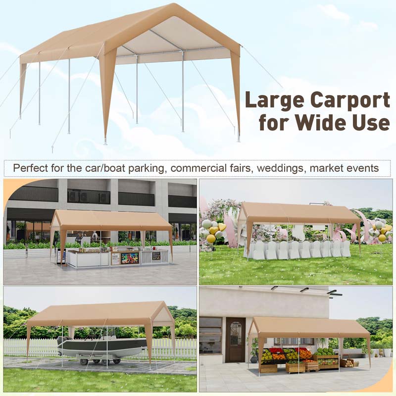 Eletriclife All-Weather 10 x 20 FT Heavy Duty Carport without Sidewalls
