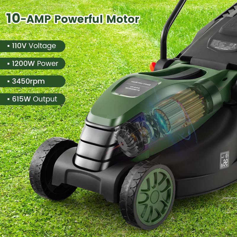 Eletriclife 10 AMP 13 Inch Electric Corded Lawn Mower with Collection Box