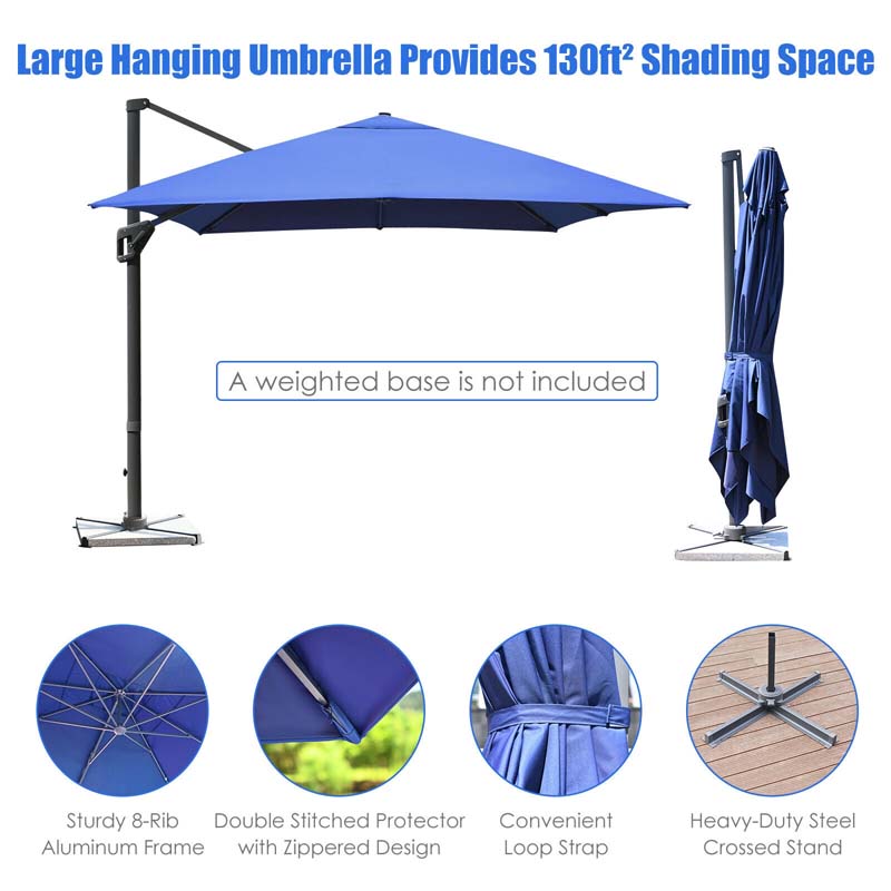 Eletriclife 10 x 13 Feet Rectangular Cantilever Umbrella