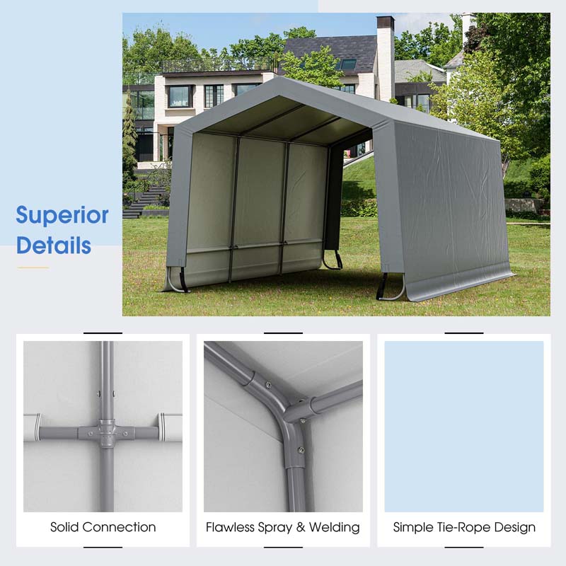 Eletriclife 10 x 16 Feet Portable Heavy Duty Carport Canopy Garage with Doors