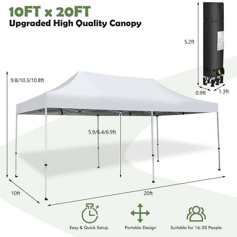 Eletriclife 10 x 20 Feet Outdoor Pop-Up Patio Folding Canopy Tent