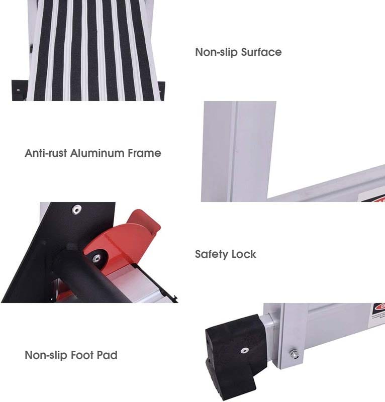 Eletriclife 330 lbs Aluminum Folding Non-slip Drywall Step Stool Ladder