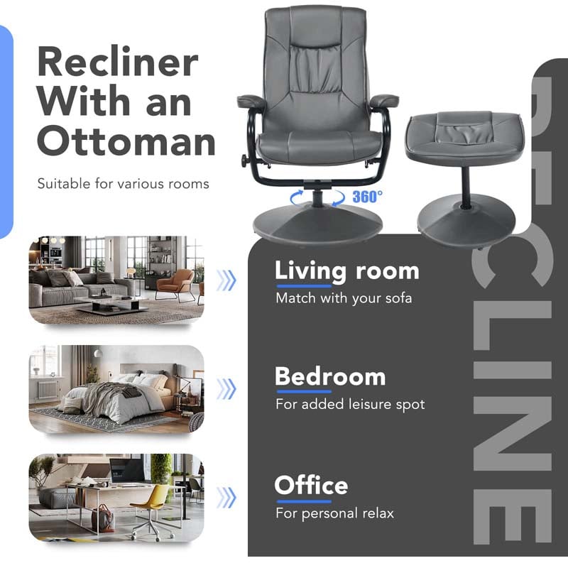 Eletriclife 360° Swivel Recliner Chair with Ottoman