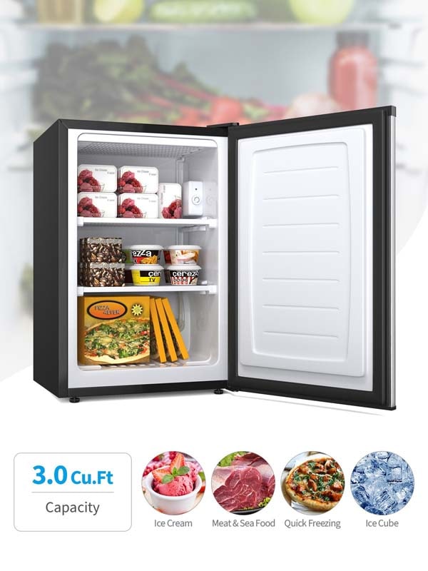 3.0 Cu. Ft Compact Upright Stainless Steel Freezer