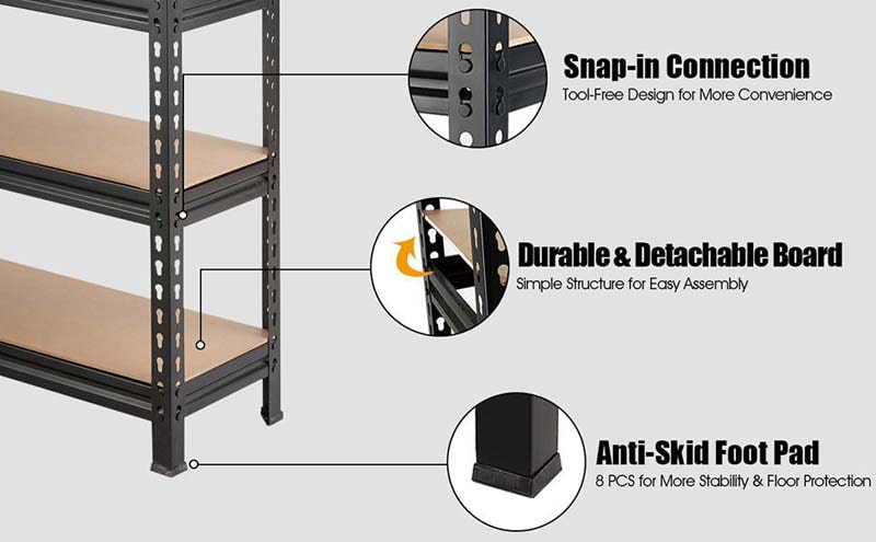 Eletriclife 5-Tier Steel Shelving Unit Storage Shelves Heavy Duty Storage Rack