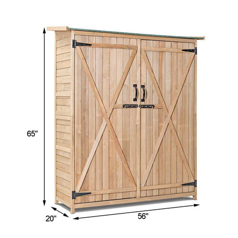 Eletriclife 65 Inch Wooden Storage Shed Outdoor Fir Wood Cabinet