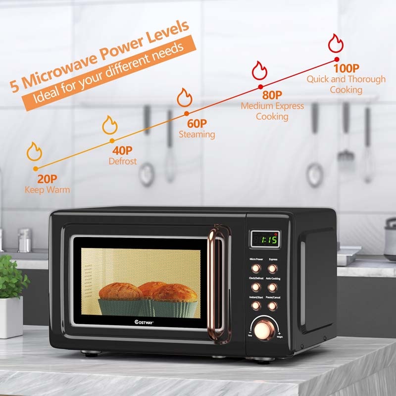 Eletriclife 700W Retro Countertop Microwave Oven