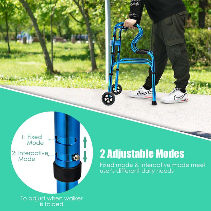 Eletriclife Adjustable Heavy-Duty Folding Walker with Wheels and Armrests