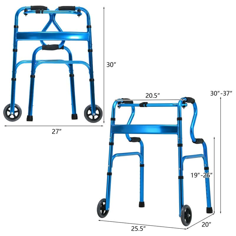Eletriclife Adjustable Heavy-Duty Folding Walker with Wheels and Armrests