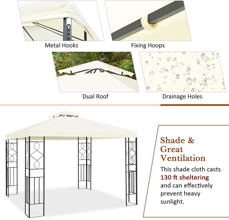 Eletriclife 10 x 10 FT Outdoor Patio 2-Tier Steel Frame Gazebo Canopy Tent