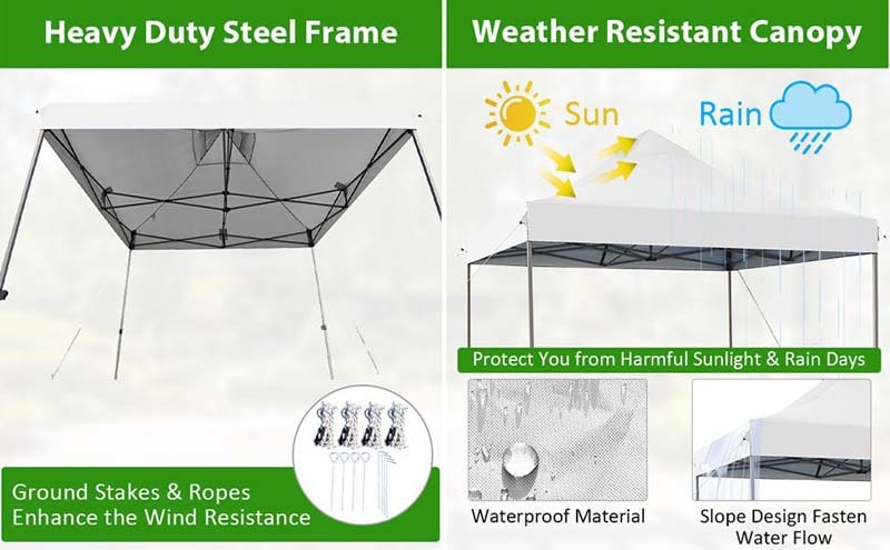 Eletriclife 10' x 10' Portable Pop Up Canopy Event Party Tent Adjustable with Roller Bag