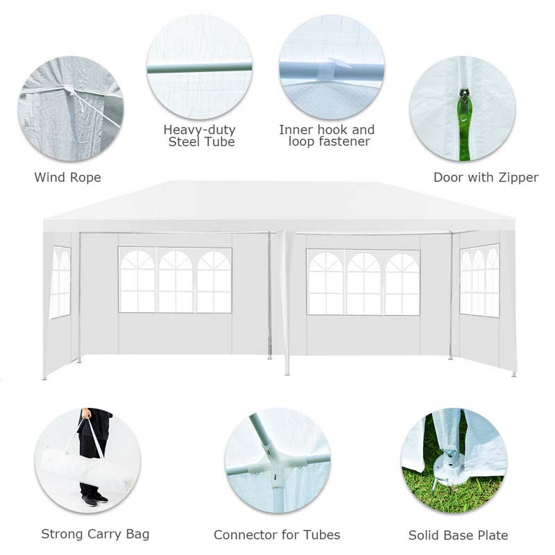 Eletriclife 10 x 20 Feet 6 Sidewalls Canopy Tent with Carry Bag