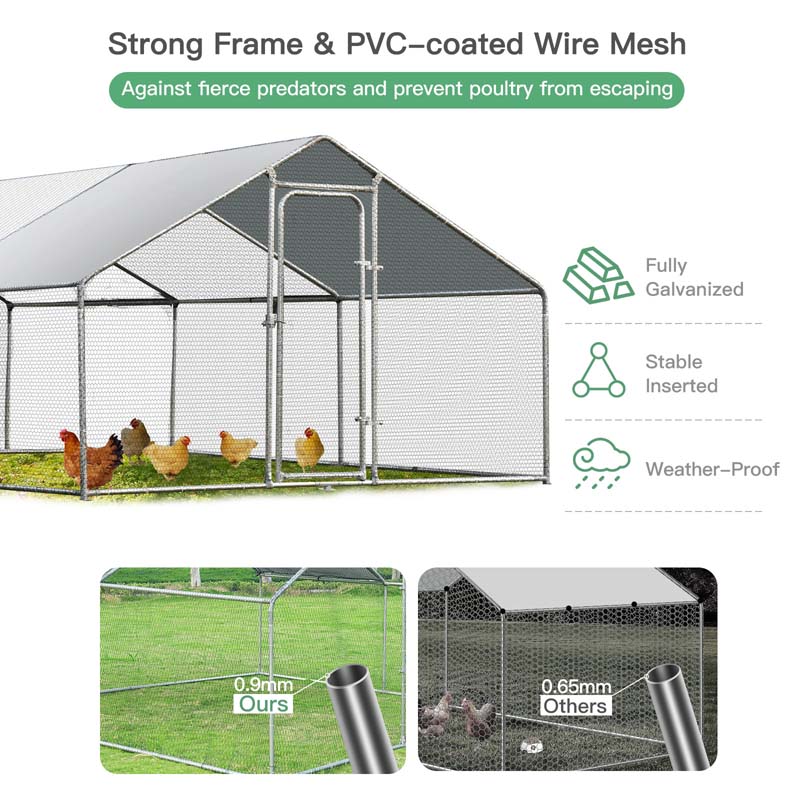 Eletriclife 10 x 20 Feet Large Walk in Chicken Coop Cage with Roof Cover