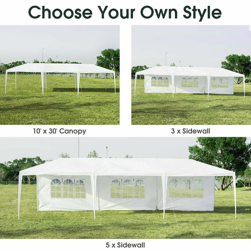 Eletriclife 10 x 30 FT Outdoor Party Wedding Gazebo Canopy Tent with 5 Removable Sidewalls