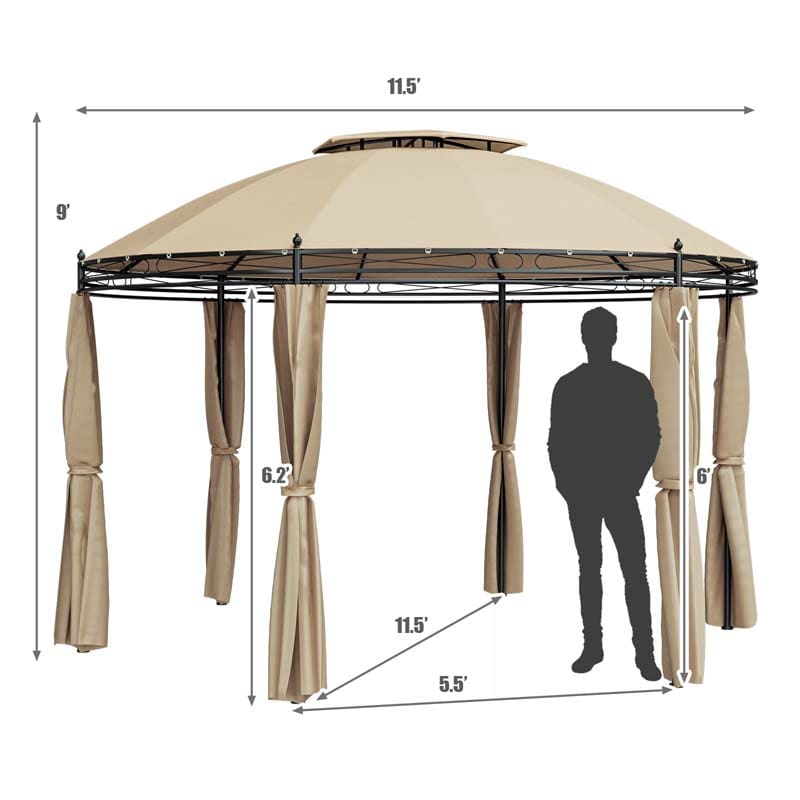 Eletriclife 11.5 Feet Outdoor Patio Round Dome Gazebo Canopy Shelter