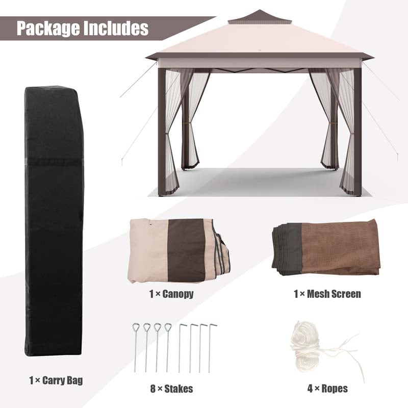 Eletriclife 11 x 11 Feet 2-Tier Pop-Up Gazebo Tent Portable Canopy Shelter Carry Bag Mesh