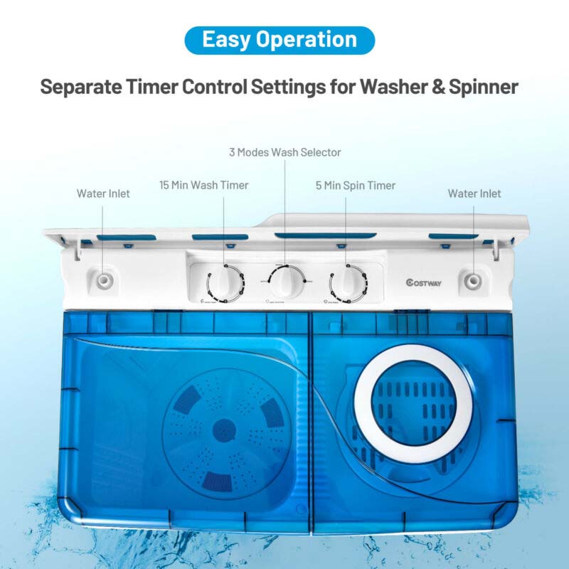 Eletriclife 26 Pound Portable Semi-automatic Washing Machine