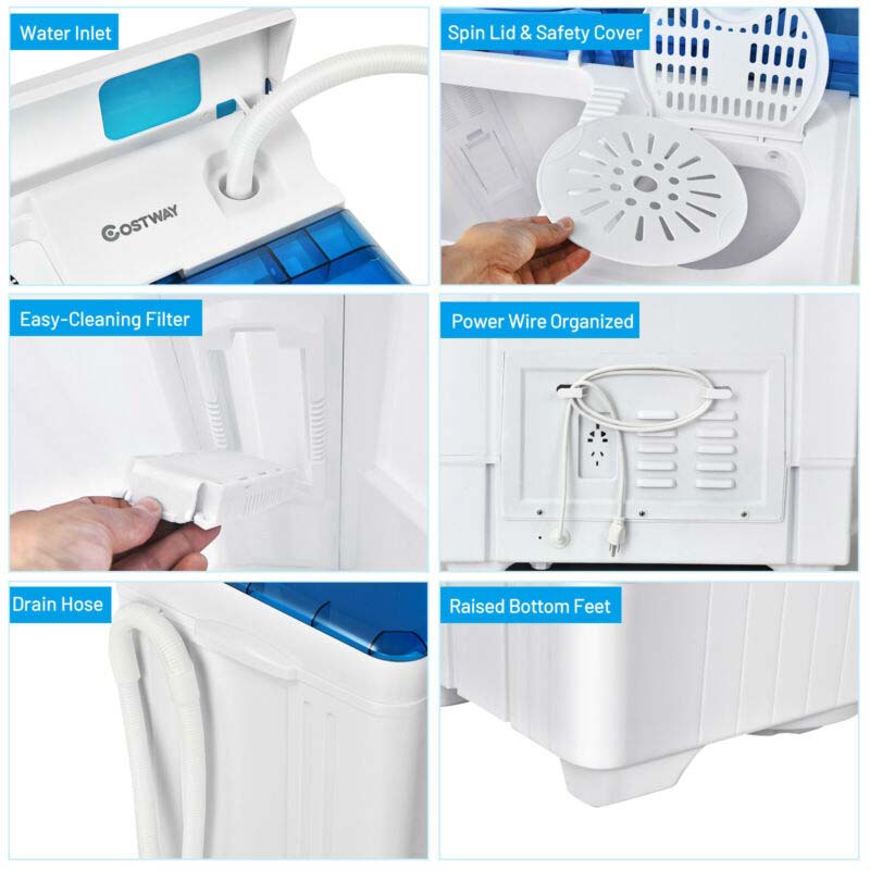 Eletriclife 26 Pound Portable Semi-automatic Washing Machine