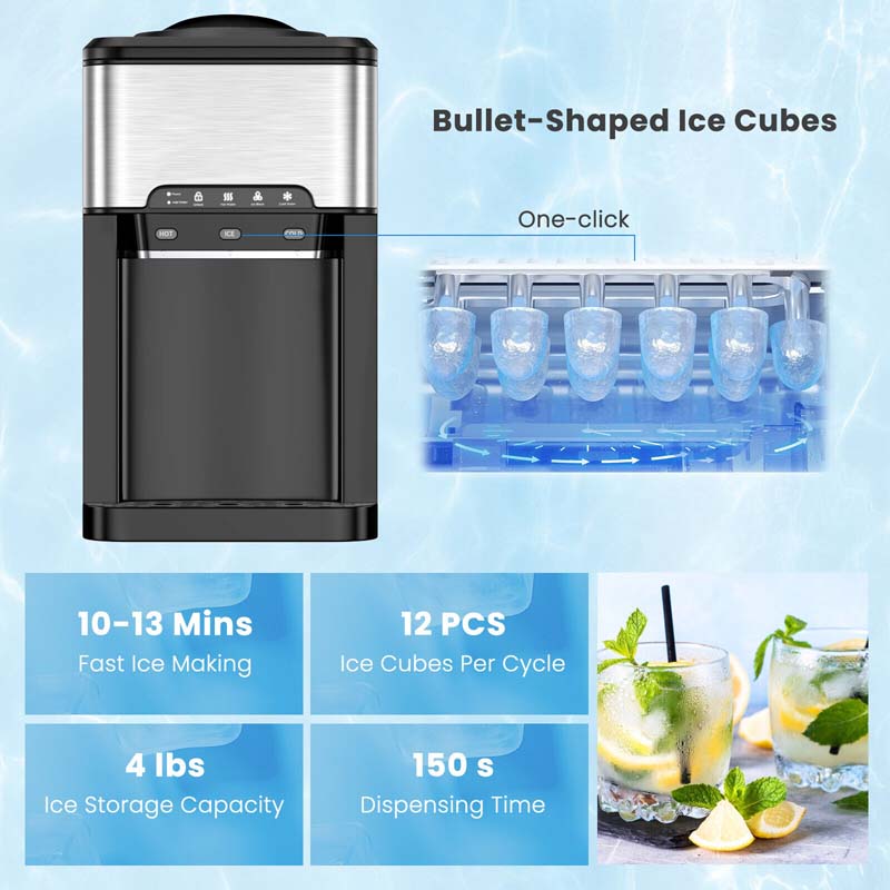 Eletriclife 3-in-1 Water Cooler Dispenser with Built-in Ice Maker and 3 Temperature Settings