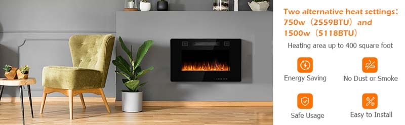 Eletriclife 30 Inches Recessed Electric Fireplace