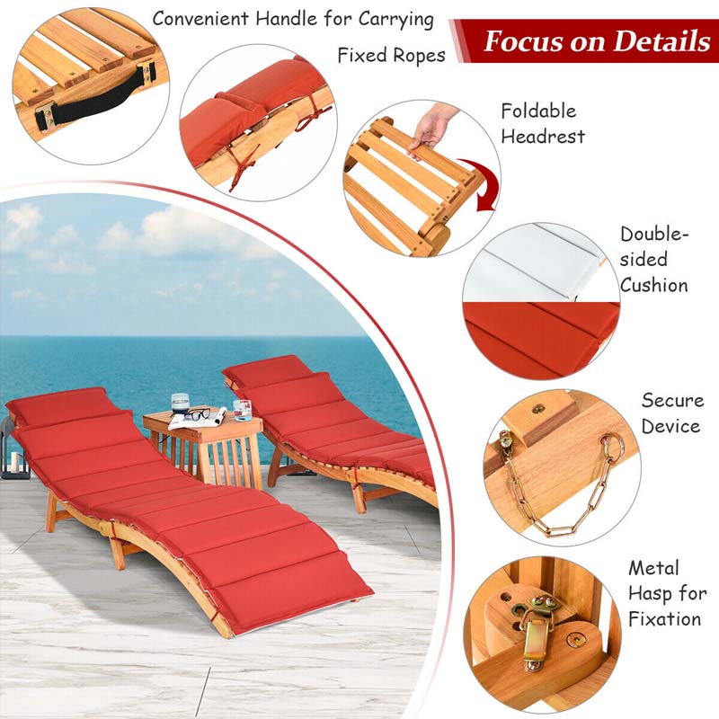 Eletriclife 3 Pieces Wooden Folding Patio Lounge Chair Table Set