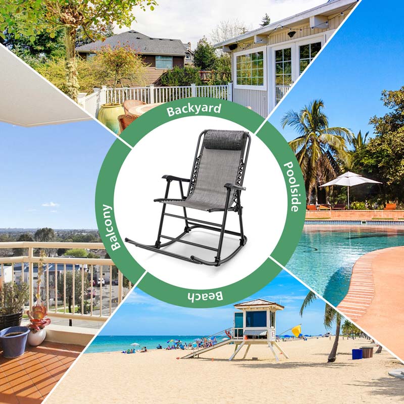 Eletriclife Outdoor Lightweight Folding Rocking Chair with Footrest