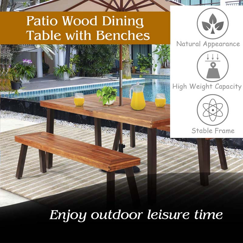 Eletriclife Patio Dining Table Set with 2 Benches