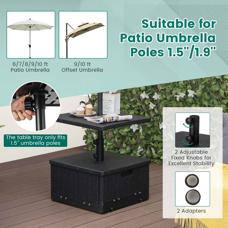 Eletriclife 175 LBS Outdoor Fillable Umbrella Base with Table Tray