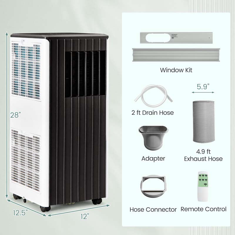 Eletriclife 10000 BTU(Ashrae) Portable Air Conditioner Cools 350 Sq.Ft with Dehumidifier