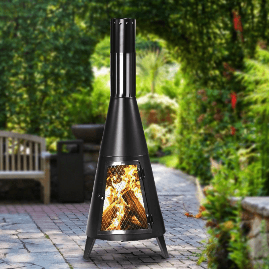 Modern Steel Outdoor Wood Burning Chiminea Fire Pit - arboobs